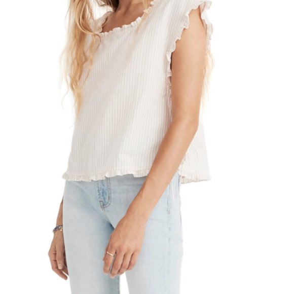 Madewell Tops - Madewell Stripe Ruffle Side Tie Top